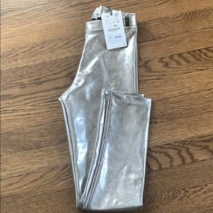 Zara silver rubberized leggings NWT